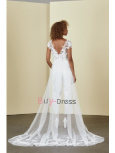 Fashion Bridal Jumpsuit with Detachable tulle train WBJ103