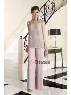 Elegant Dusty Pink Mother of the Bride Pant Suits Dresses Formal Occasion Wide Trousers Outfit with Overcote Pantalon TS053