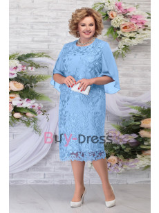 New Style Plus size Elegant Tea-Length Lace Mother of the Bride & Groom Dresses Royal Blue MD2258-03
