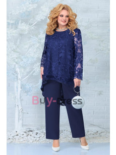 New Arrival Mother of the Bride Pantsuits Plus size Two Pieces Lace Trousers Suit Green TS041-6