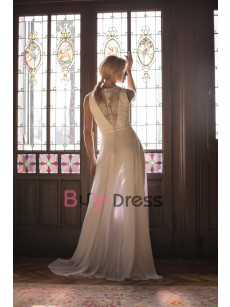 2022 New Arrival Chic Chiffon Overskirt Wedding Jumpsuits Dresses for Bridal WBJ129