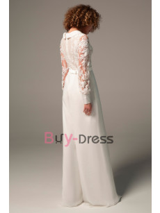 2022 New Arrival Simple Wedding Jumpsuits with Sleeves , Sposa Pantalone WBJ137-2