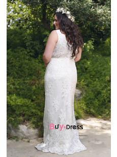 Plus Size Bohemia Wedding Dresses, Lace V-neck Boho Lace Bride Dresses bds-0031