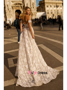 Off the Shoulder Lace Wedding Dresses, Gorgeous Bohemia Bride Dresses with chapel train bds-0012