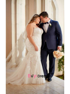 Plus Size Wedding Dresses, Lace Up Strapless Bride Dresses bds-0032