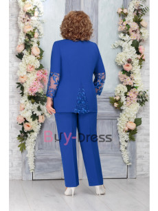 Two Piece Royal Blue Pant Suits for Mother of the Bride Custom Plus size TS037