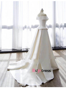 Sweetheart Off the Shoulder Wedding Jumpsuit Dresses, A-Line Brush Train Bridal Jumpsuit Dresses with Pockets bjp-0060