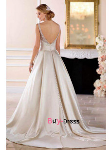 A-Line Sweetheart Wedding Dresses with Brush Train, Hand Beading Glamorous Bride Gowns bds-0018