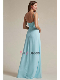 Jade Blue Spaghetti Sweetheart Pleated Bridesmaids Dresses, Vestidos de damas de honor BD-021-1