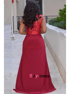Burgundy African Fashion Wedding Jumpsuit With Disassemble Brush Train, Sheath Party Dresses bjp-0033