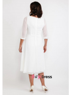 Ivory Chiffon Hand Beading Mother Of The Bride Dresses, Dressy Half Sleeves Womens Dress MD0049-4