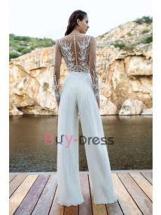 The Best Stylish Pleated Wedding Jumpsuits for Modern Bridal Dresses WBJ139