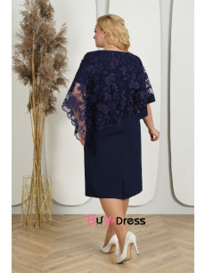 2024 Dressy Half Sleeves Dark Navy Lace Plus Size Mother Of The Bride Dresses MD0026-2