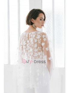 Effortlessly Chic Bridal Jumpsuit With Wedding Cape Little White Dresses WBJ055