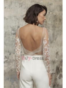 Fashion Backless Bridal Jumpsuit BOHO Wedding Dresses WBJ059