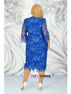 Glamorous Mid-Calf Royal Blue Lace Plus Size Mother Of the Bride Dresses MD0022-2