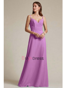 Lilac Spaghetti Sweetheart Pleated Bridesmaids Dresses, Vestidos de damas de honor BD-021-3