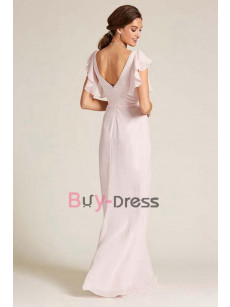 Light Pink Chiffon V-neck Empire Bridesmaids Dresses, Vestidos de damas de honor BD-016-1