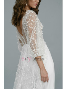 New Arrival Ivory Bridal Jumpsuit with Skirt and Sleeves WBJ070