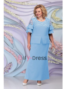 New Arrival Pearl Pink Plus size Ankle-Length Mermaid Mother of the Bride & Groom Dress MD2253