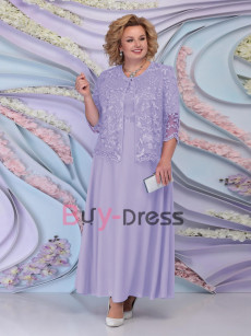 Classic Royal Blue Mother of the Bride Dress With Lace Jacket Plus Size Special Occasion Two Piece Outfit MD2251-03