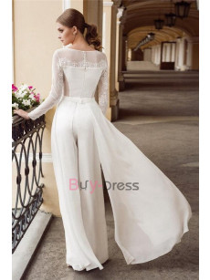 New Style Chiffon Wide Leg Wedding Jumpsuit for Bridal WBJ102