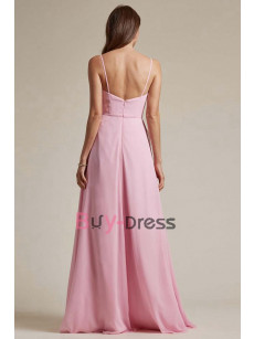 Pink Chiffon Spaghetti Bridesmaids Dresses,Robes de demoiselle d'honneur BD-015