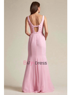 Pink V-neck Empire Bridesmaids Dresses, Special Occasion Dresses, Robes de demoiselle d'honneur BD-046-1