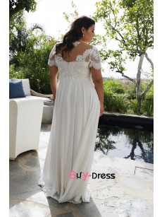 Plus Size Boho Outdoor Wedding Dresses, Elegant Chiffon Garden Bride Dresses bds-0055