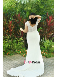 Plus Size Boho Wedding Dresses, Glamorous V-neck Brush Train Bride Dresses bds-0026