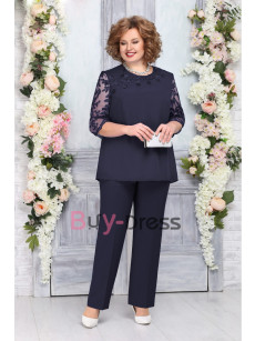 2022 New Arrival Women's Royal Blue Two Piece Pant suits Mother of the Bride Dresses Plus Size TS038-1