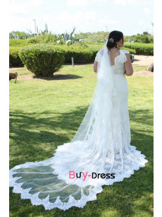 Plus Size Garden Wedding Dresses, Boho V-neck Brush Train Bride Gowns bds-0027