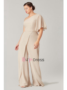 Lilac Plus Size One Shoulder Dressy Bridesmaids Dresses & Jumpsuits for Wedding, Monos de damas de honor BD-002-10