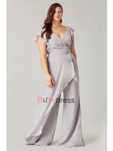 Plus size Charcoal Chiffon Bridesmaids Dresses & Jumpsuits,Robes de demoiselle d'honneur BD-001-5