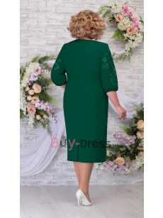 Plus size Elegant Tea-length Green Mother of the Bride Dresses MD2264-3