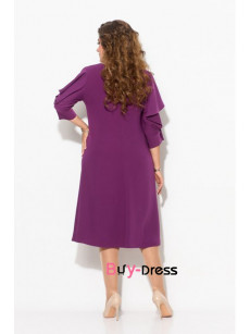 Burgundy Chiffon lovely Half Sleeves Mid-Calf Mother Of The Groom Dresses MD0009-1
