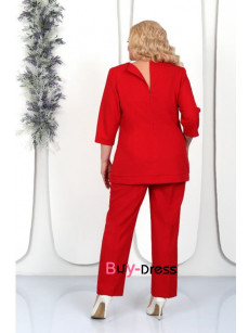 Glamorous Two Piece Sets Red Plus Size Mother Of The Bride Pant Suits MD0023-4