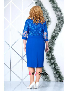 Royal Blue Modern Knee-Length Mother Of The Bride Dresses with Lace Jacket MD0012