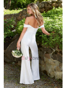 Simple Off the Shoulder Trumpet Leg Bridal Jumpsuit Wedding Dresses WBJ109