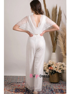 Spring Boho Wedding Jumpsuits, Simple Lace Wedding Guests Romper bjp-0055
