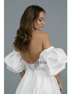 Stylish Overskirt Bridal Jumpsuit Puff Sleeves Wedding Dresses WBJ066