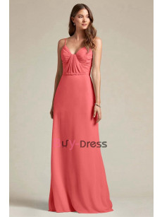 Pink Spaghetti Empire Bridesmaids Dresses,Robes de demoiselle d'honneur BD-019-2