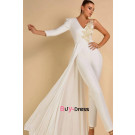 Wedding Jumpsuits with Cape, Gorgeous V-neck Bridal Jumpsuit bjp-0050