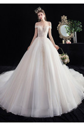 2022 Brush Train Wedding Dresses / Church Bateau Bride dresses GW-002