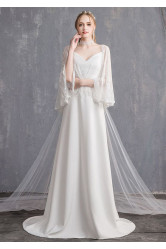 2022 Dressy Satin Bride Dresses Princess Brush Train Wedding Dresses GW-008