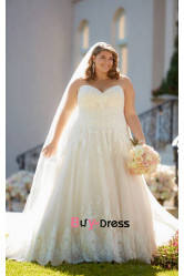 2023 Plus Size Empire Sweetheart Wedding Dresses, A-line Lace Up Bride Dresses bds-0034