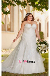 2023 Plus Size Sweetheart Wedding Dresses, Lace Bride Gown with Brush Train bds-0061