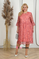 2024 Loose Style Half Sleeves Watermelon Lace Plus Size Mother Of The Bride Dresses MD0025-3