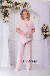 2024 New Arrival Pink Mother of the Bride Outfits, Plus Size 2Pc Women's Pant Suits MD0072