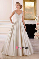 A-Line Sweetheart Wedding Dresses with Brush Train, Hand Beading Glamorous Bride Gowns bds-0018